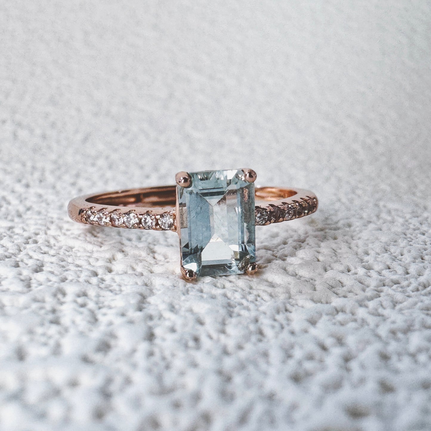Azure Emerald-Cut Aquamarine Ring