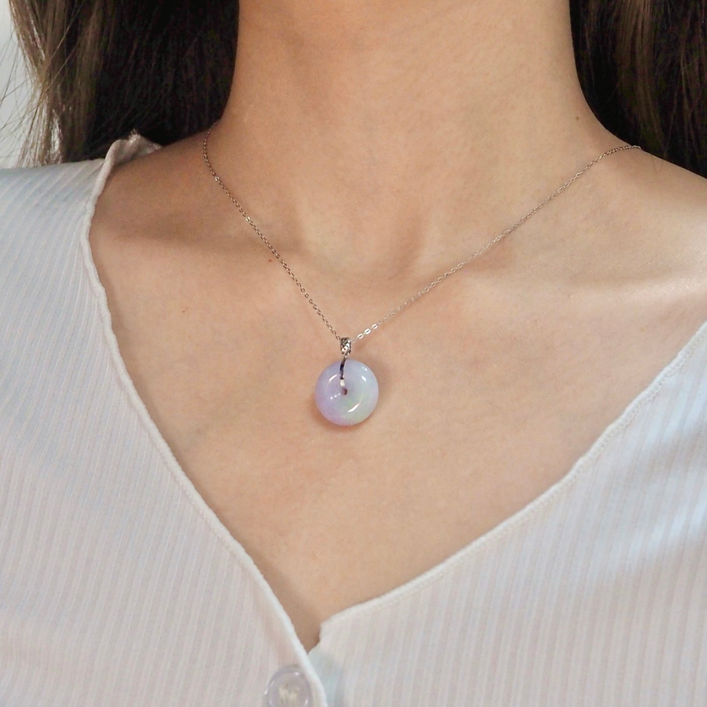 18k Spring Jadeite Doughnut Pendant