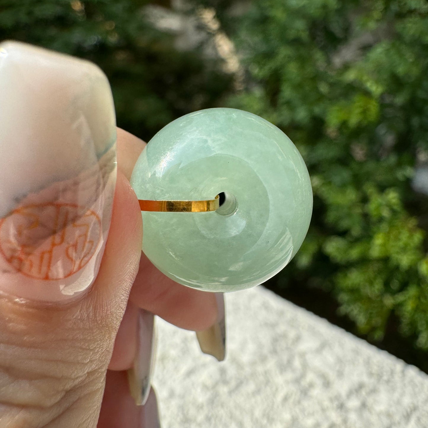 18k Green Jadeite Doughnut Pendant