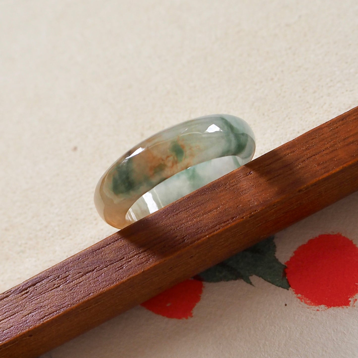 Rustic Floral Jadeite Ring