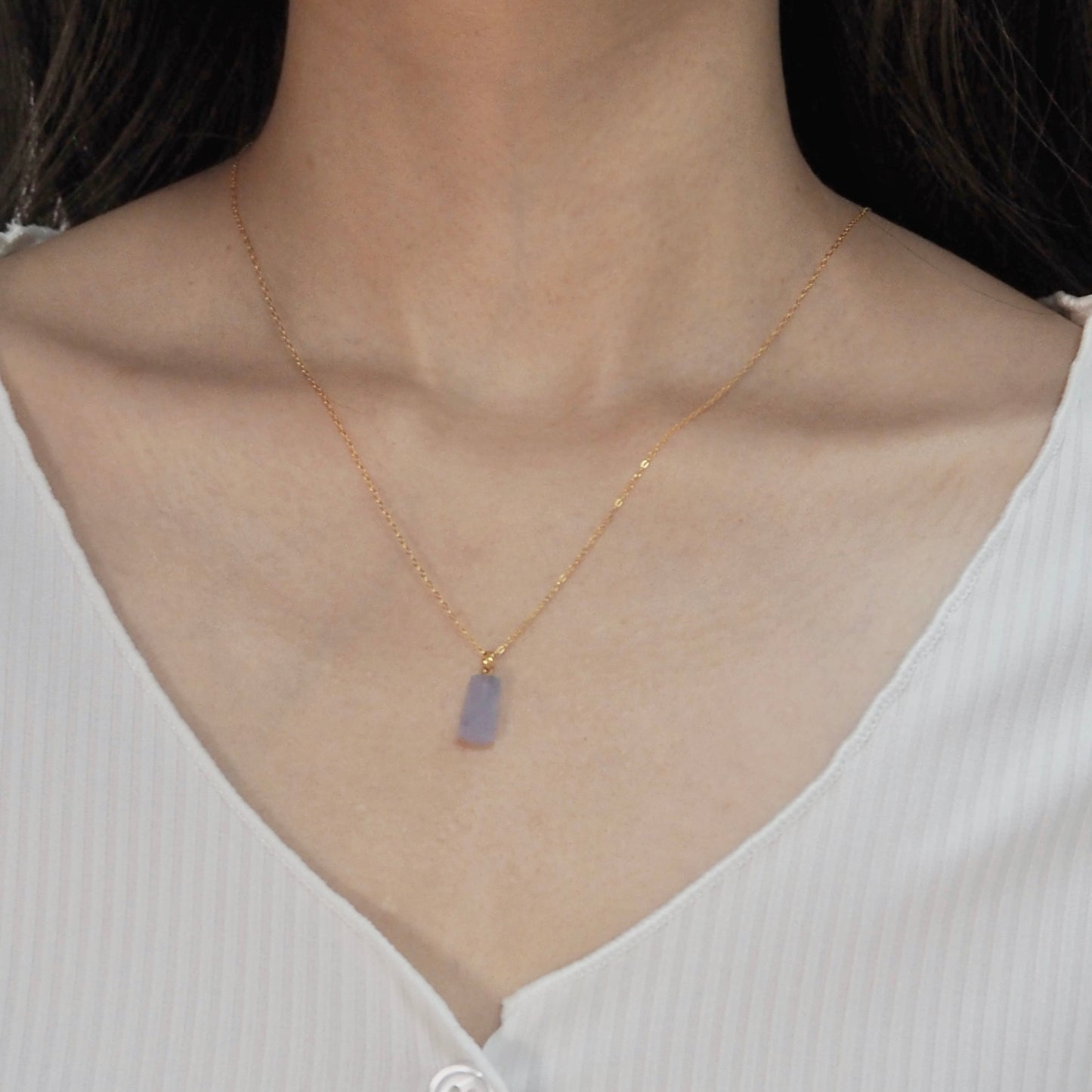 18k Dainty Lavender Jadeite Pendant