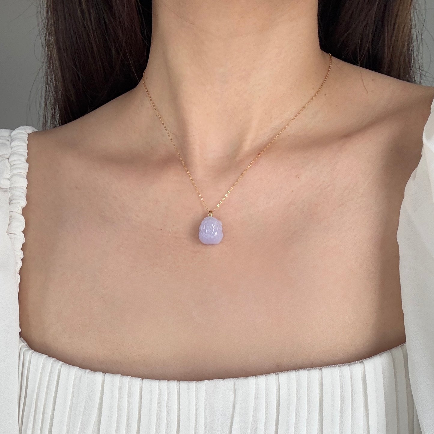 18k Lavender Pixiu Jadeite Pendant