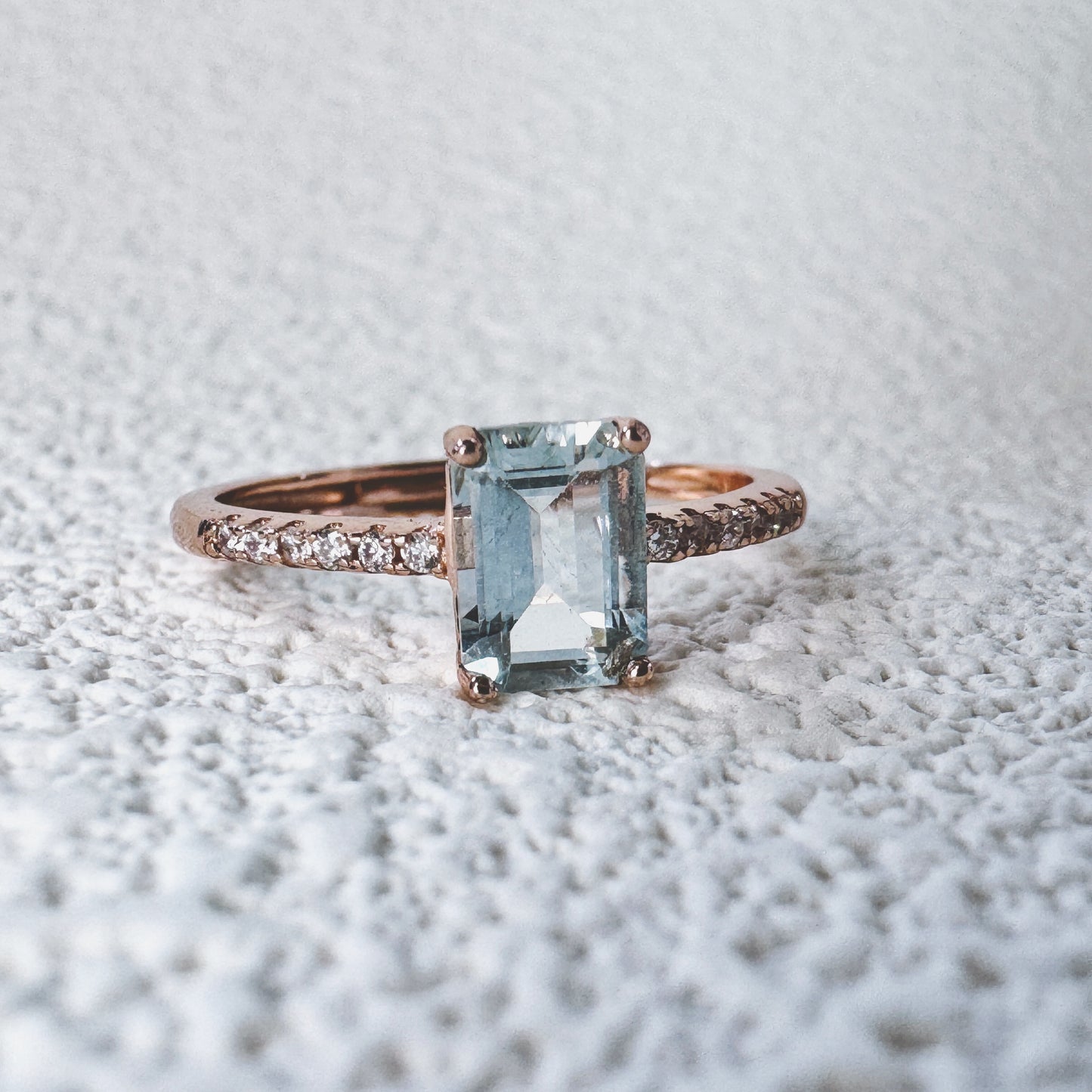 Azure Emerald-Cut Aquamarine Ring