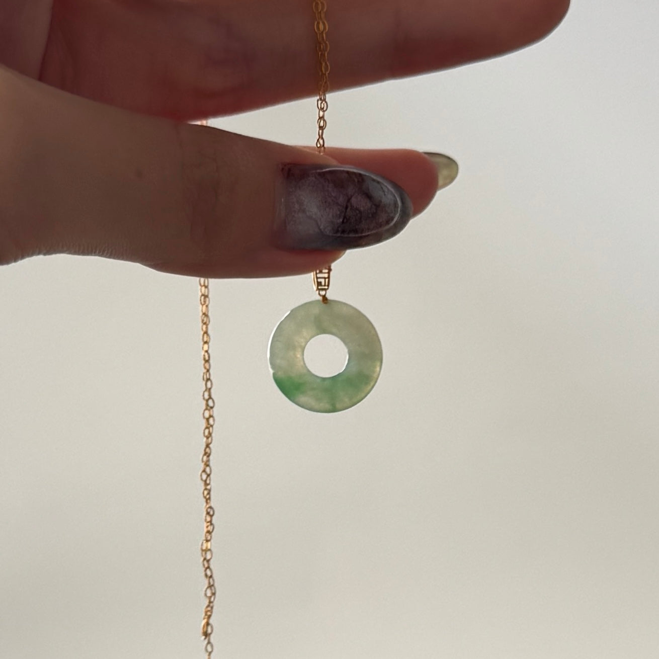 18k Gold Jadeite Bagel Pendant