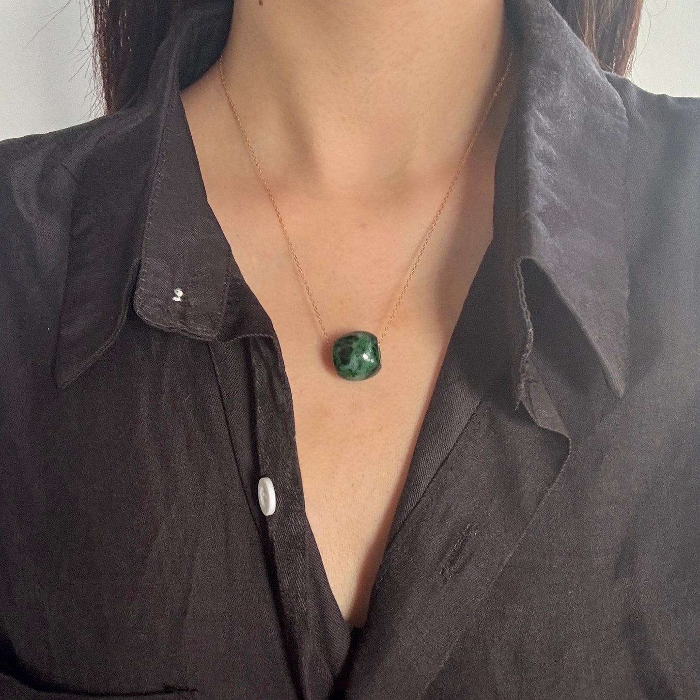 Sen Jadeite Barrel Necklace