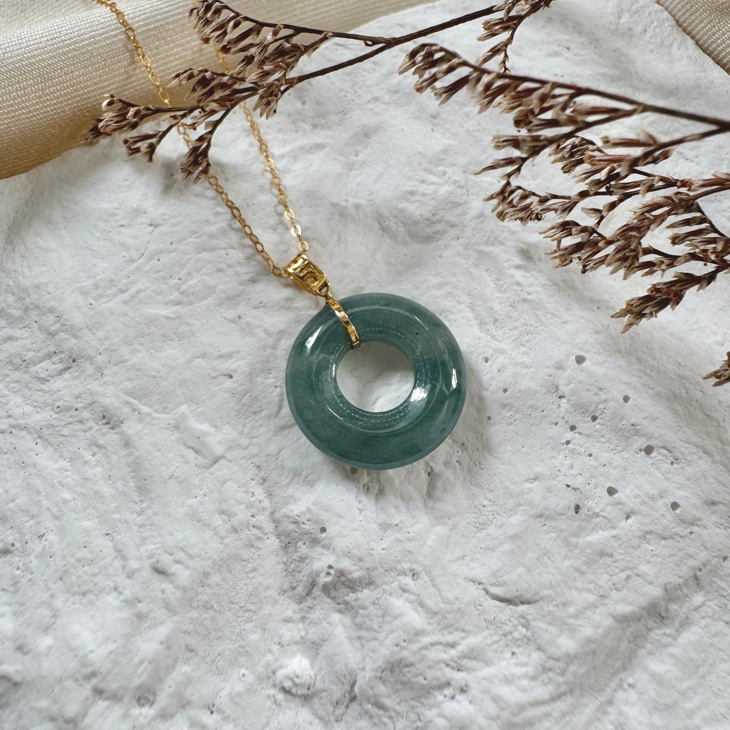 18k Blue Jadeite Bagel Pendant
