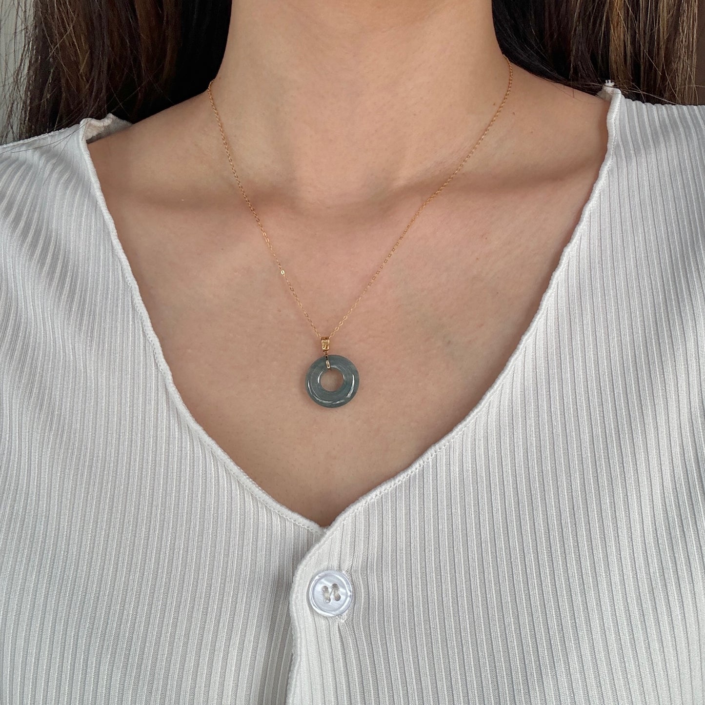 18k Blue Jadeite Bagel Pendant
