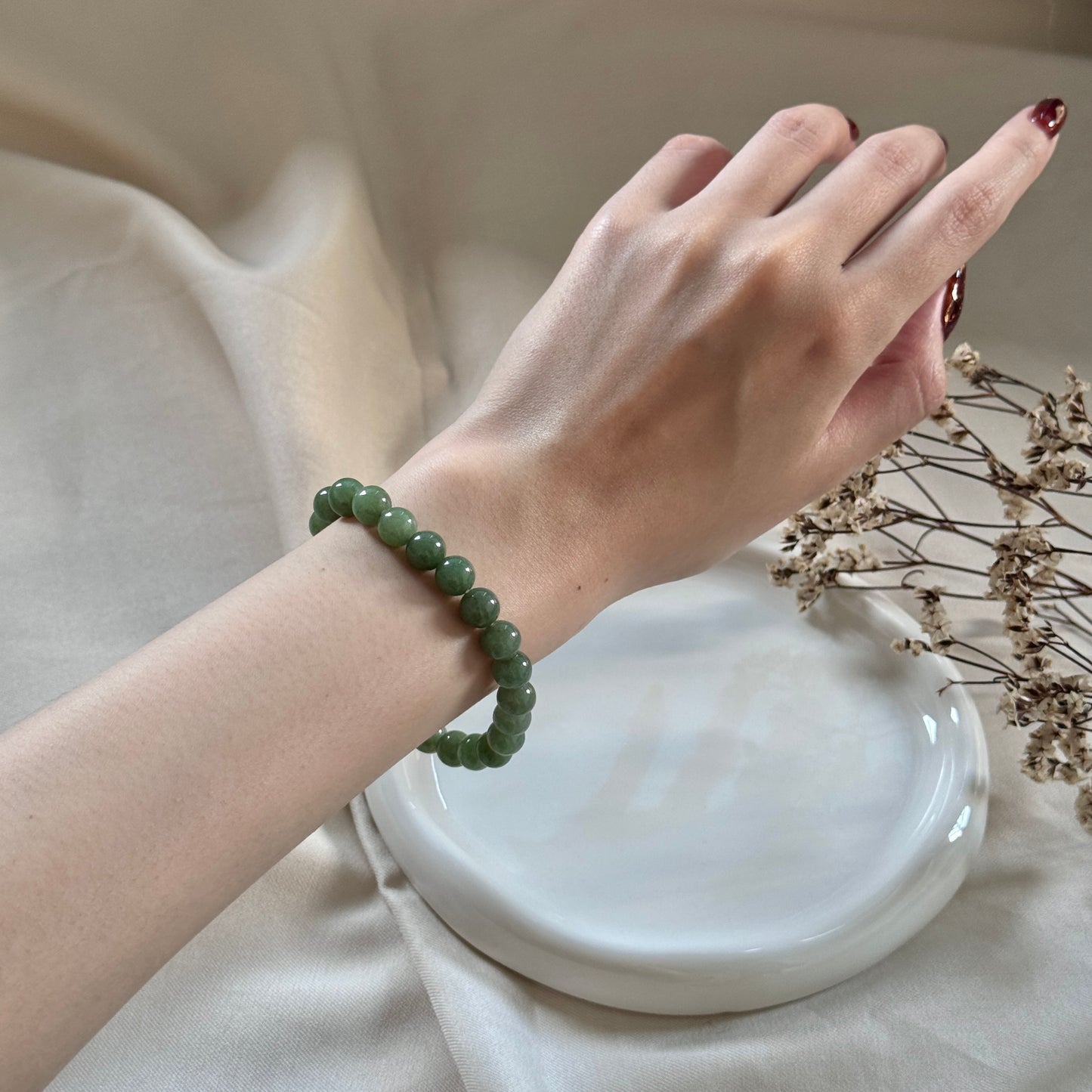 Matcha Beaded Jadeite Bracelet
