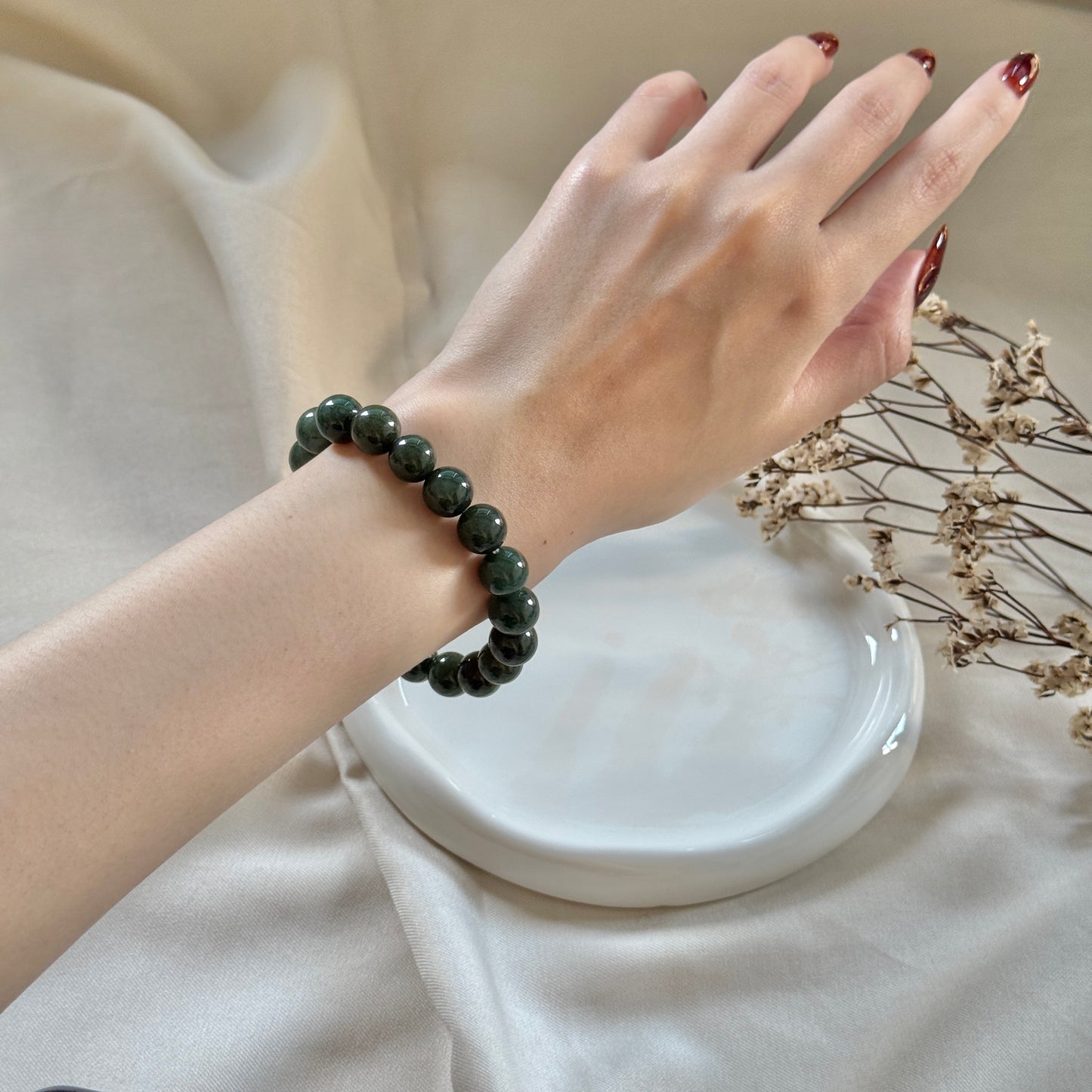 Pistachio Beaded Jadeite Bracelet