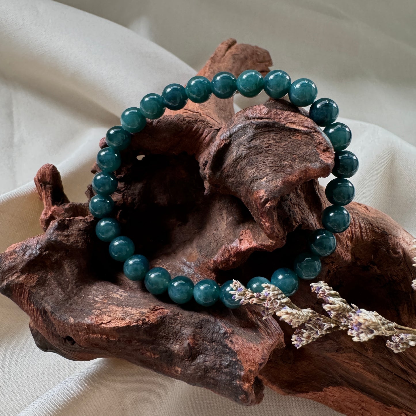 Blue Water Jadeite Beaded Bracelet