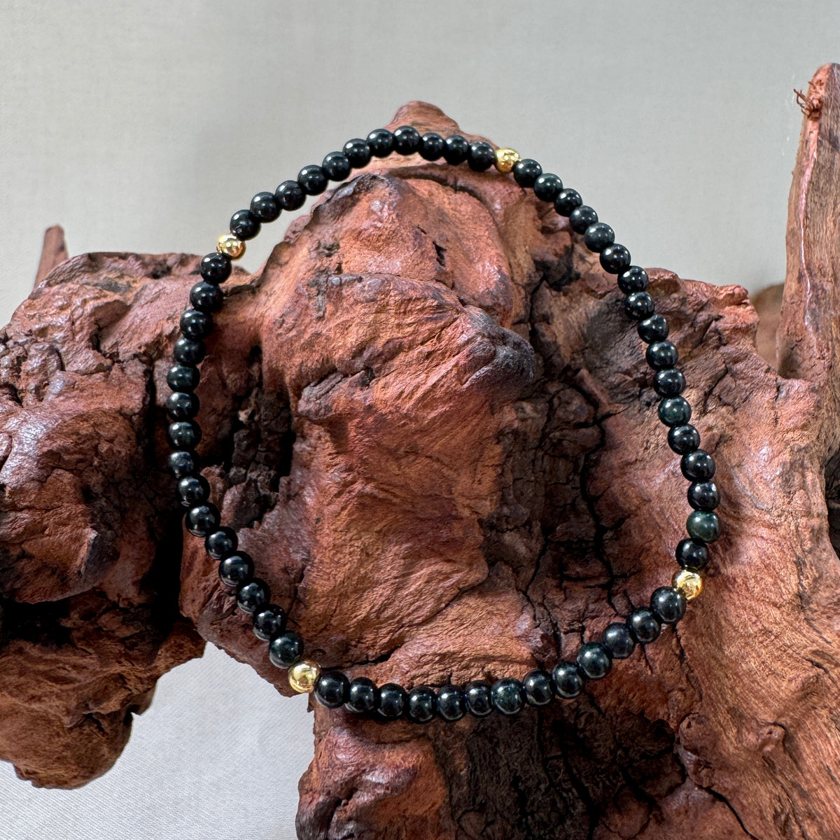 STACK | Dainty Black Jadeite Beaded Bracelet