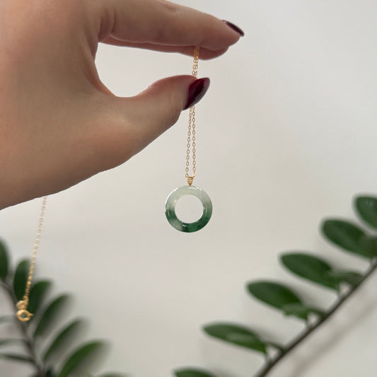 ĀN | 18k Gold Gradient Jadeite Doughnut Pendant