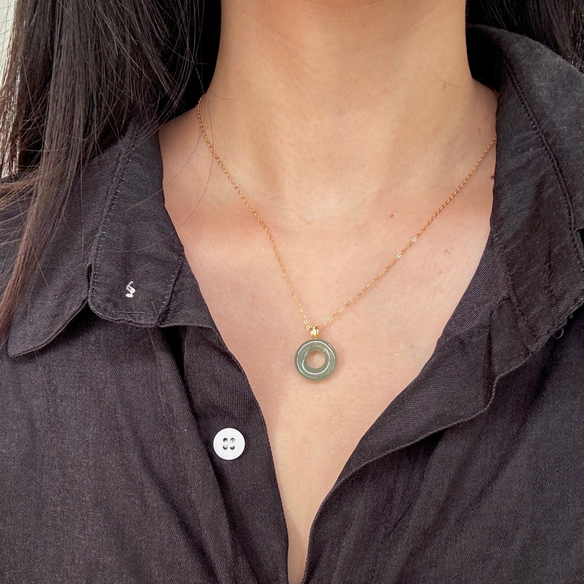 ĀN | Sage Doughnut Jadeite Necklace