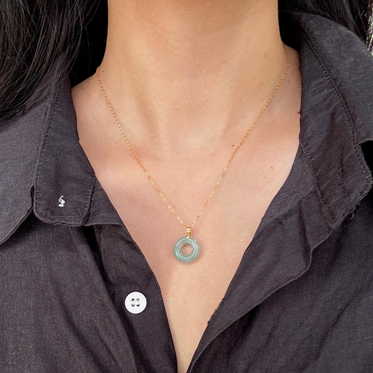 ĀN | Celadon Doughnut Jadeite Necklace (Petite)