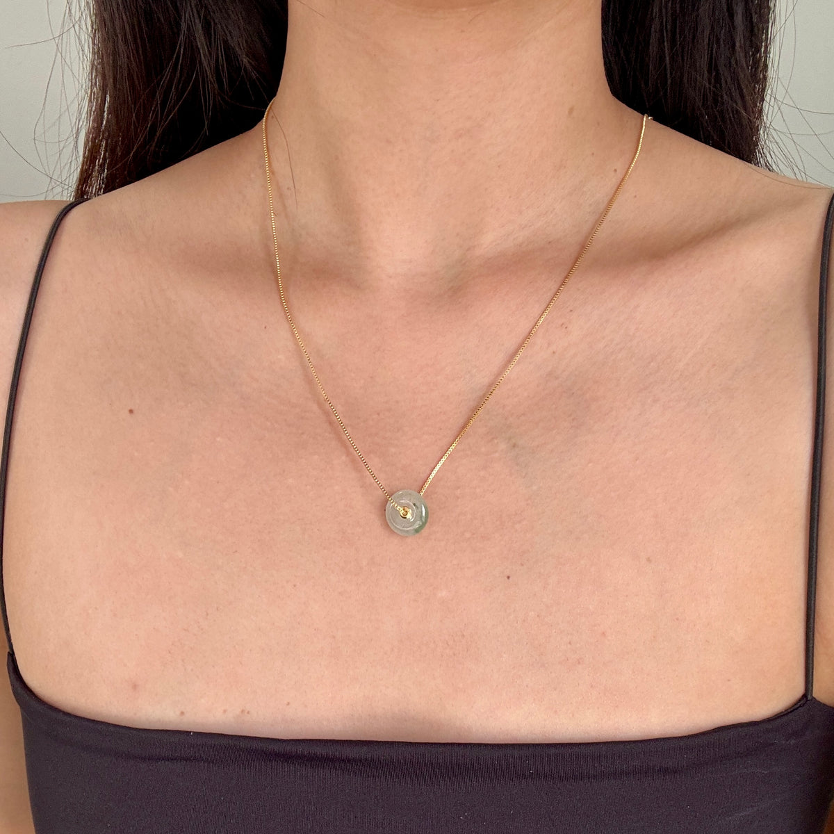 STAPLE | 18k Gold Piaohua Jadeite Doughnut Pendant (I)