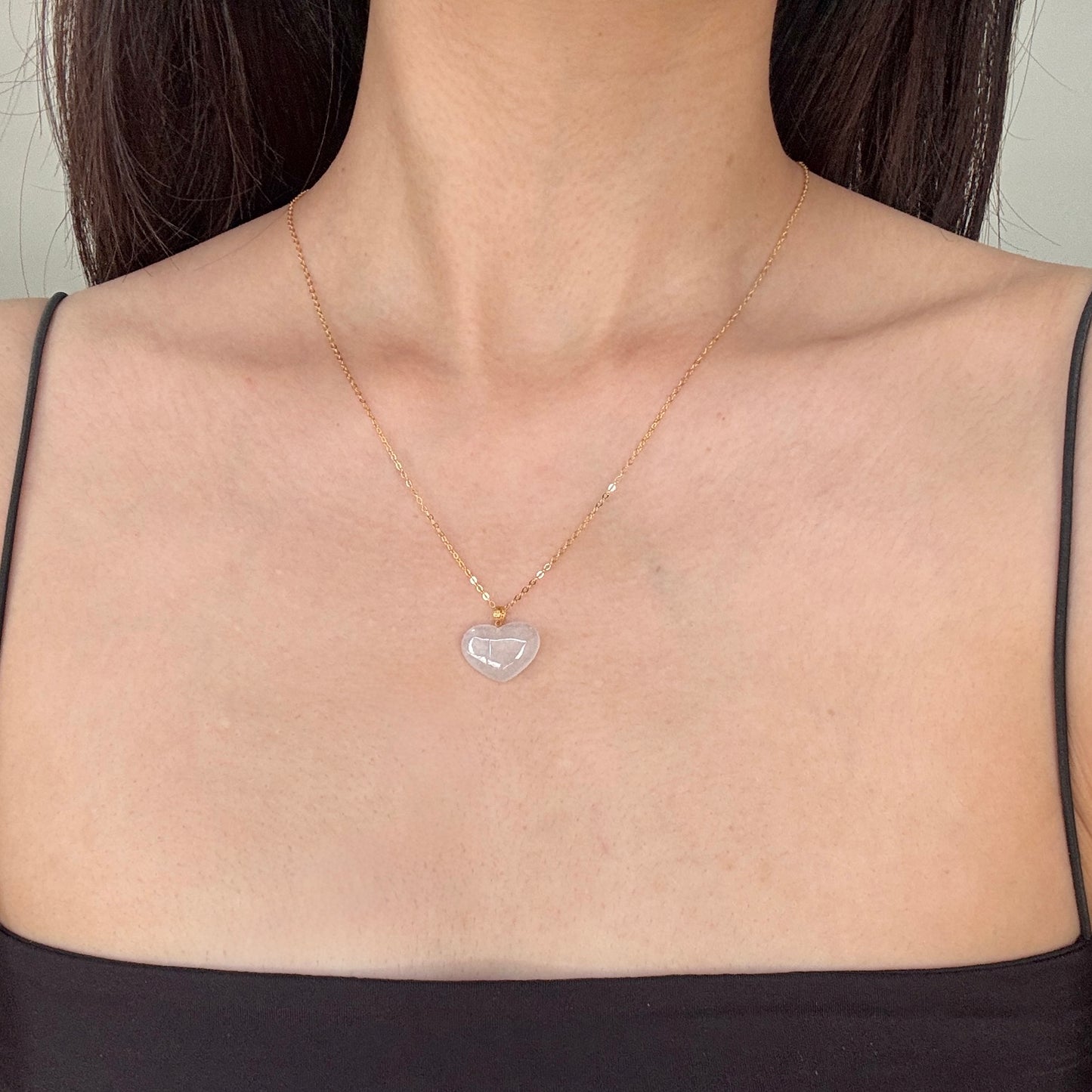 18k Gold Jadeite Heart Pendant