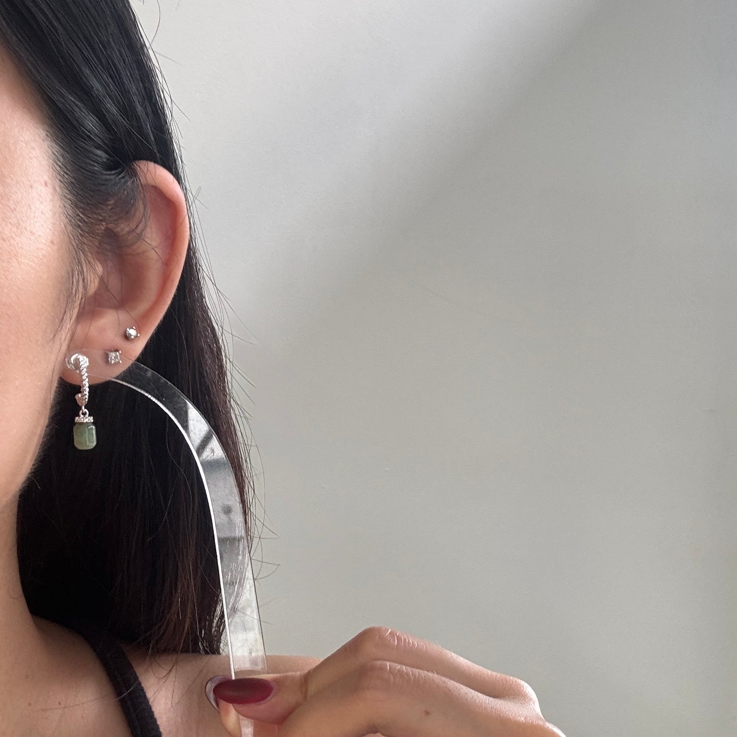 Cavo Jadeite Half Hoop Earstuds
