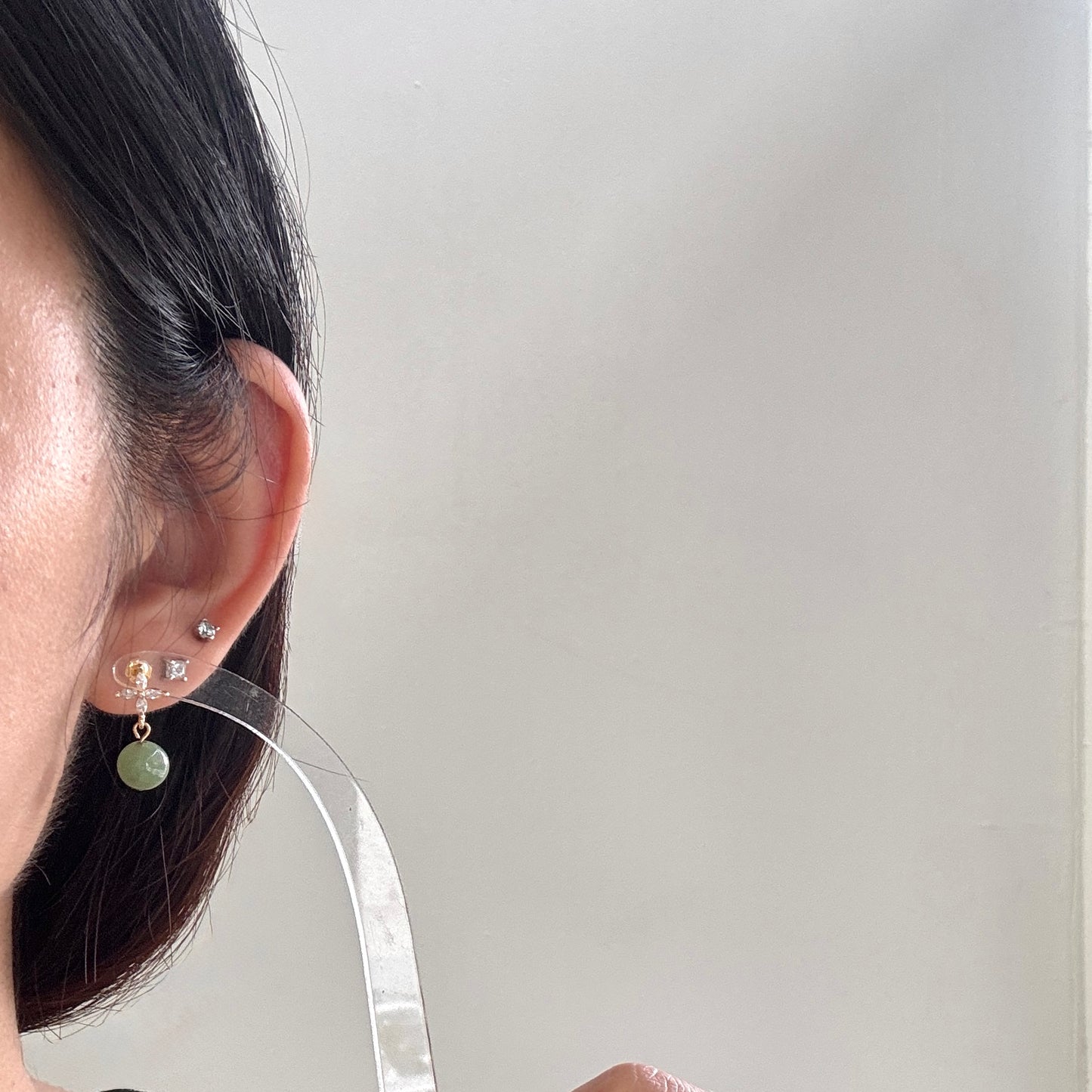 Petal Jadeite Drop Earstuds