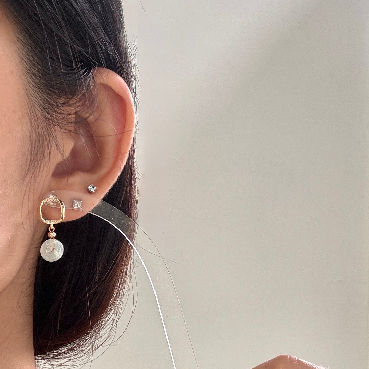 Edge Jadeite Drop Earstuds