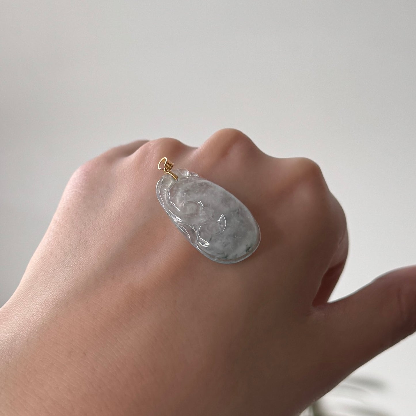 18k Gold Ruyi Jadeite Pendant