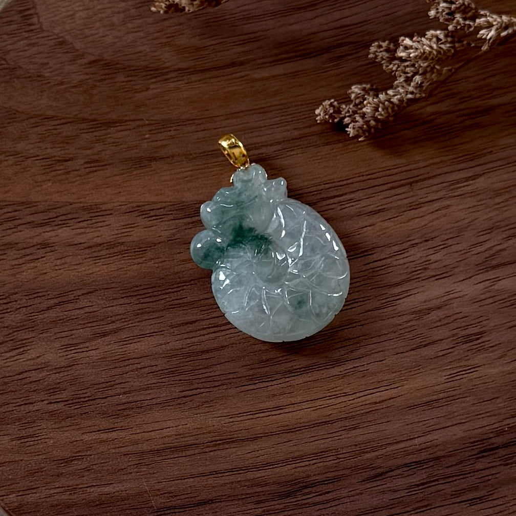 18k Gold Dragon Jadeite Pendant (Piaohua)