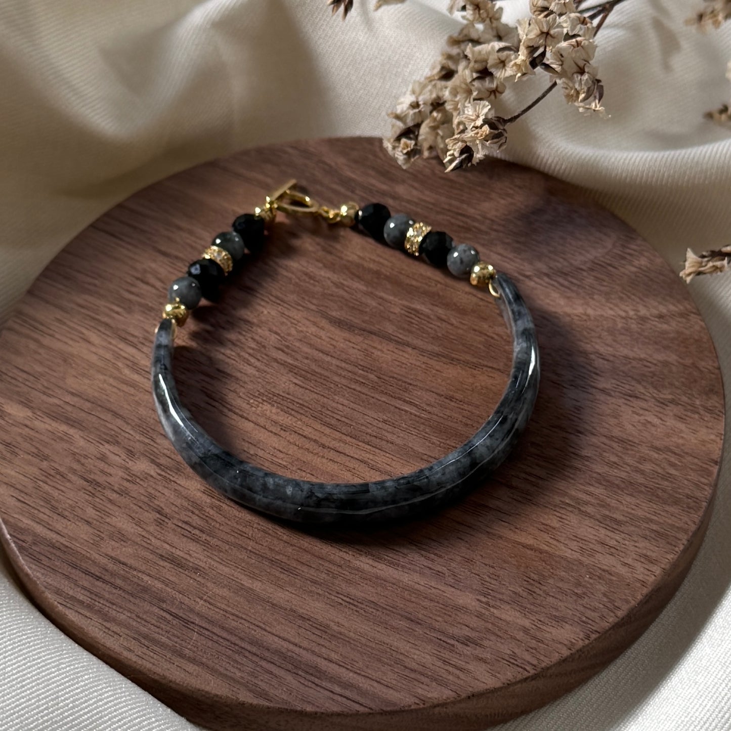 Eclipse Jadeite Half-Bangle Bracelet