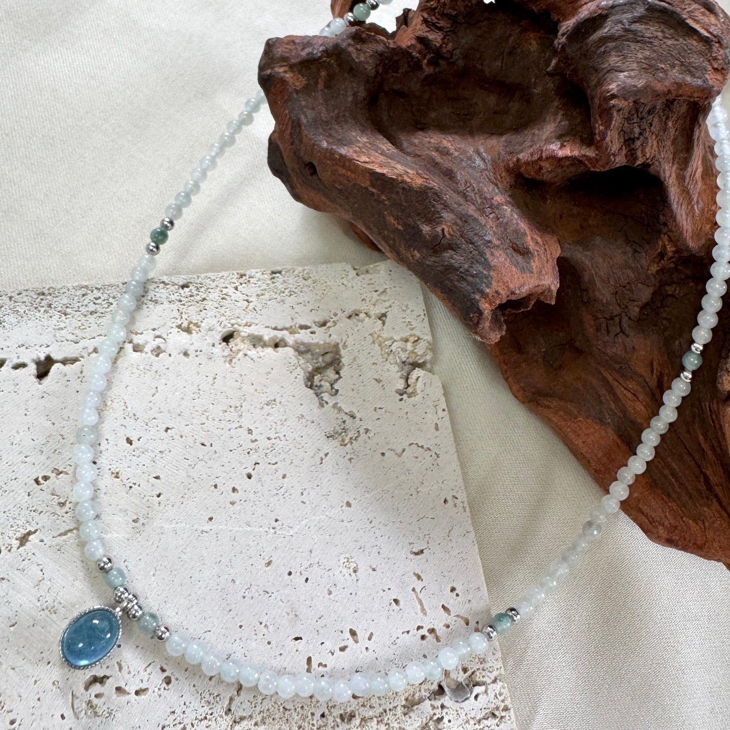BLEU | Aquamarine x Jadeite Beaded Necklace