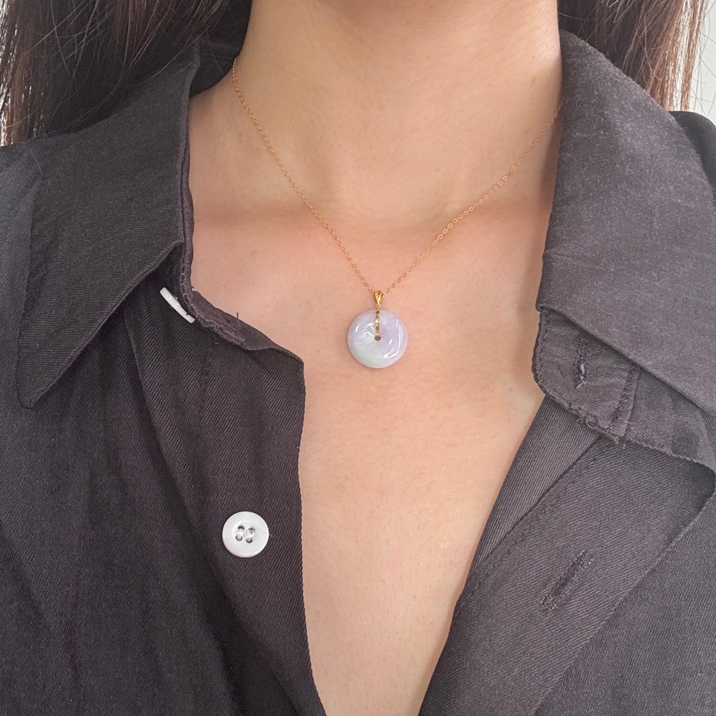18k Spring Doughnut Jadeite Pendant