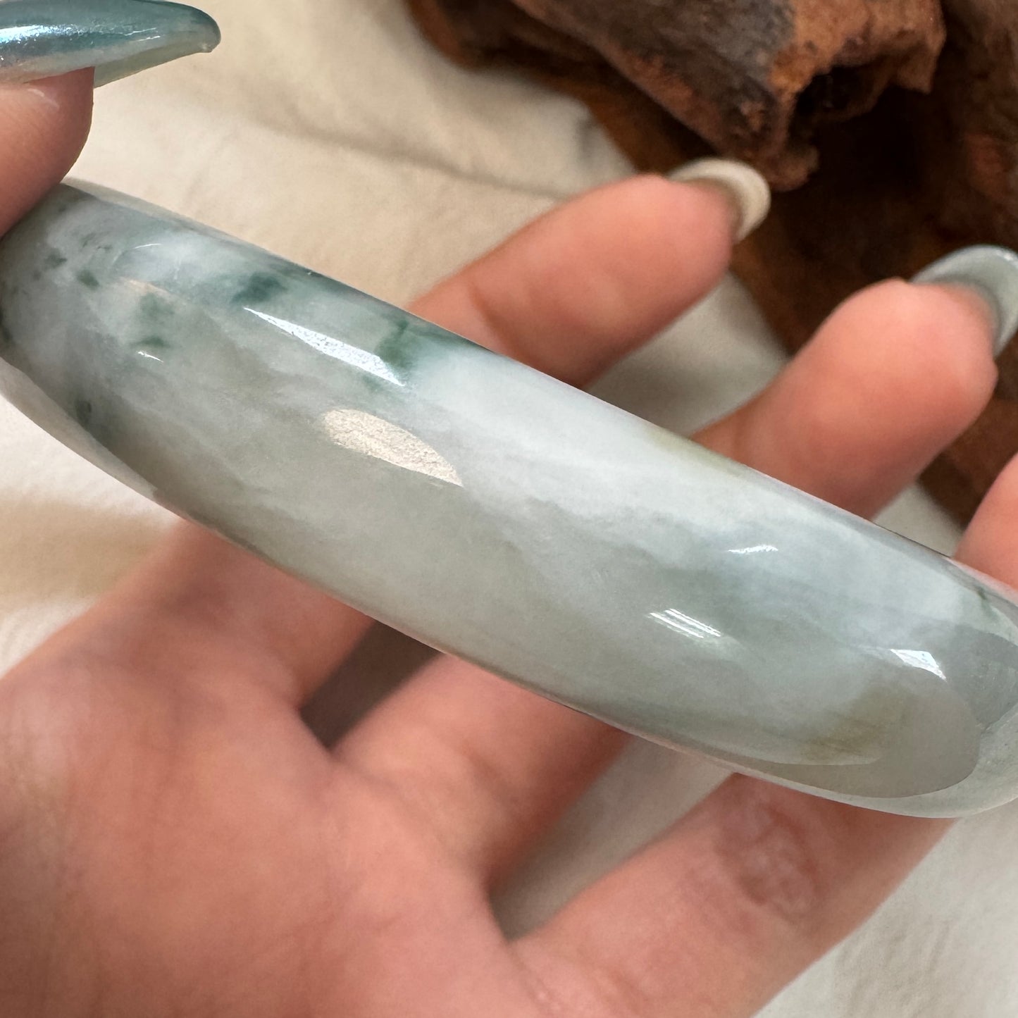 52+ | Blue & Yellow Oval Jadeite Bangle