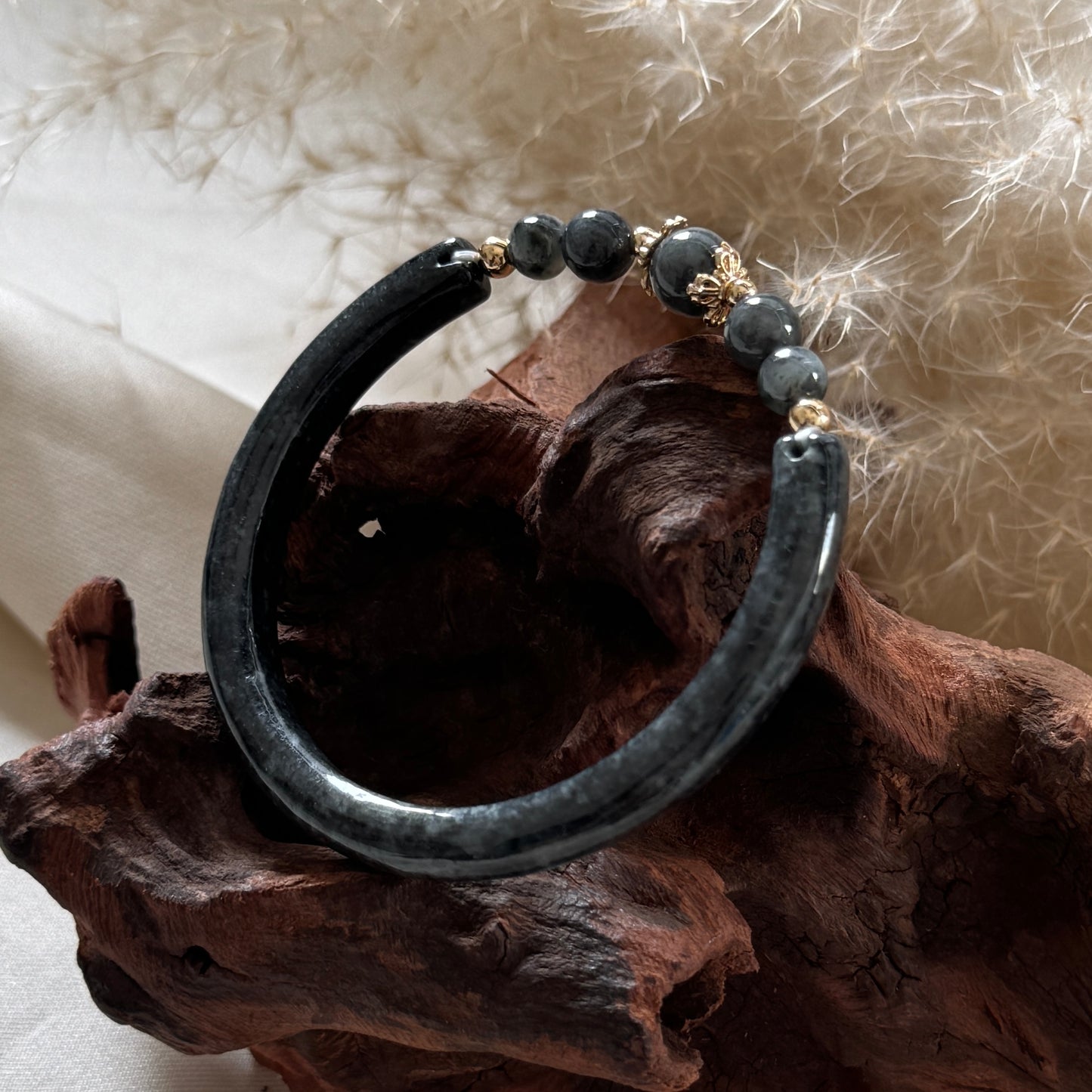 Drift Jadeite Half-Bangle Bracelet