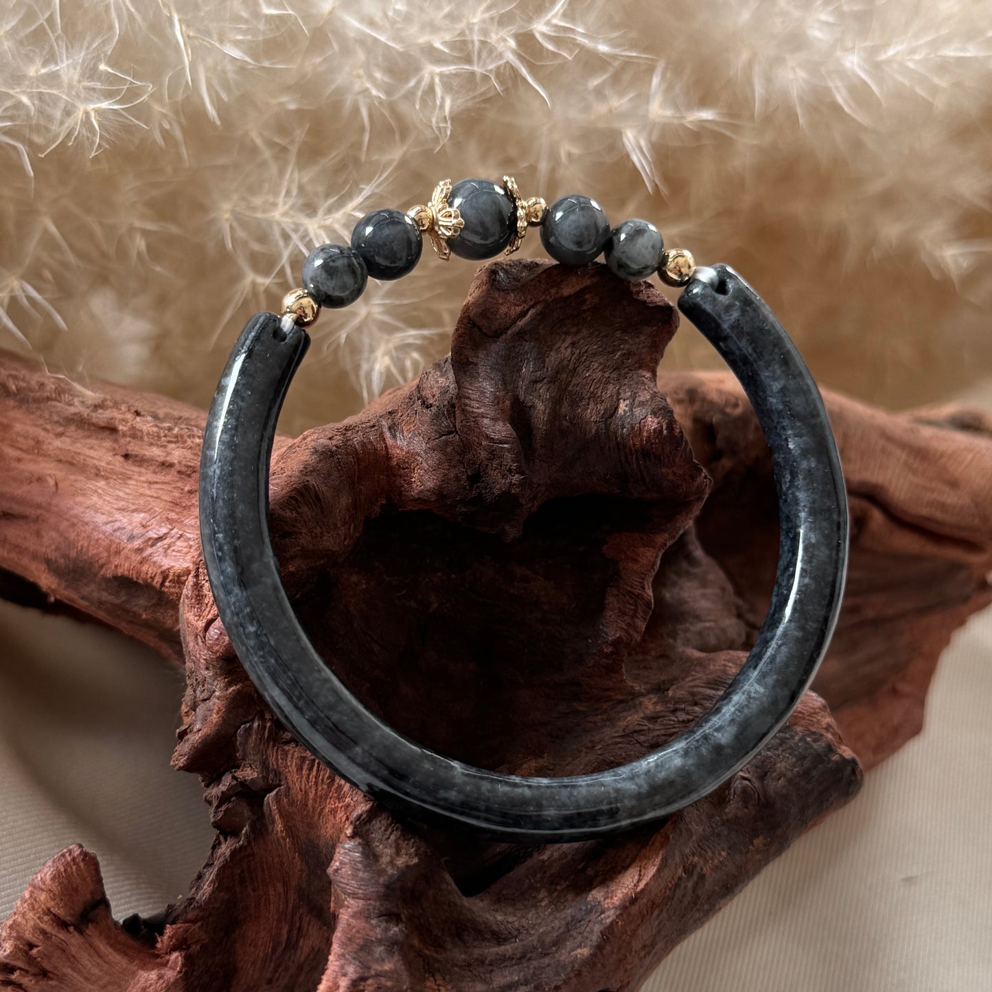 Drift Jadeite Half-Bangle Bracelet