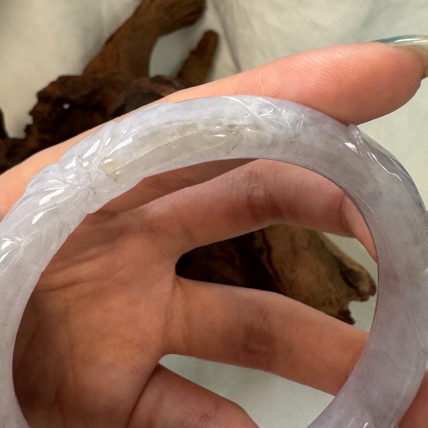 55 | Carved Lavender Jadeite Bangle