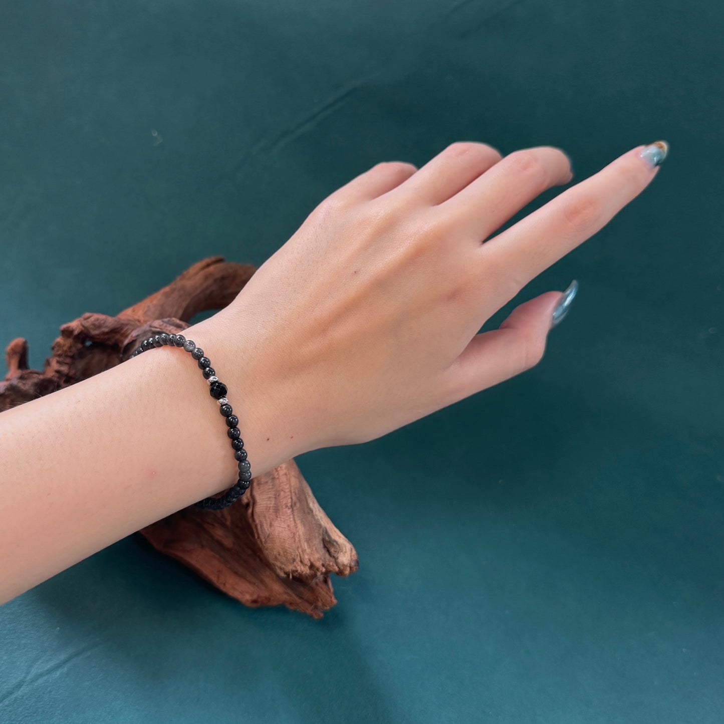 DUET | Black/Grey Beaded Jadeite Bracelet