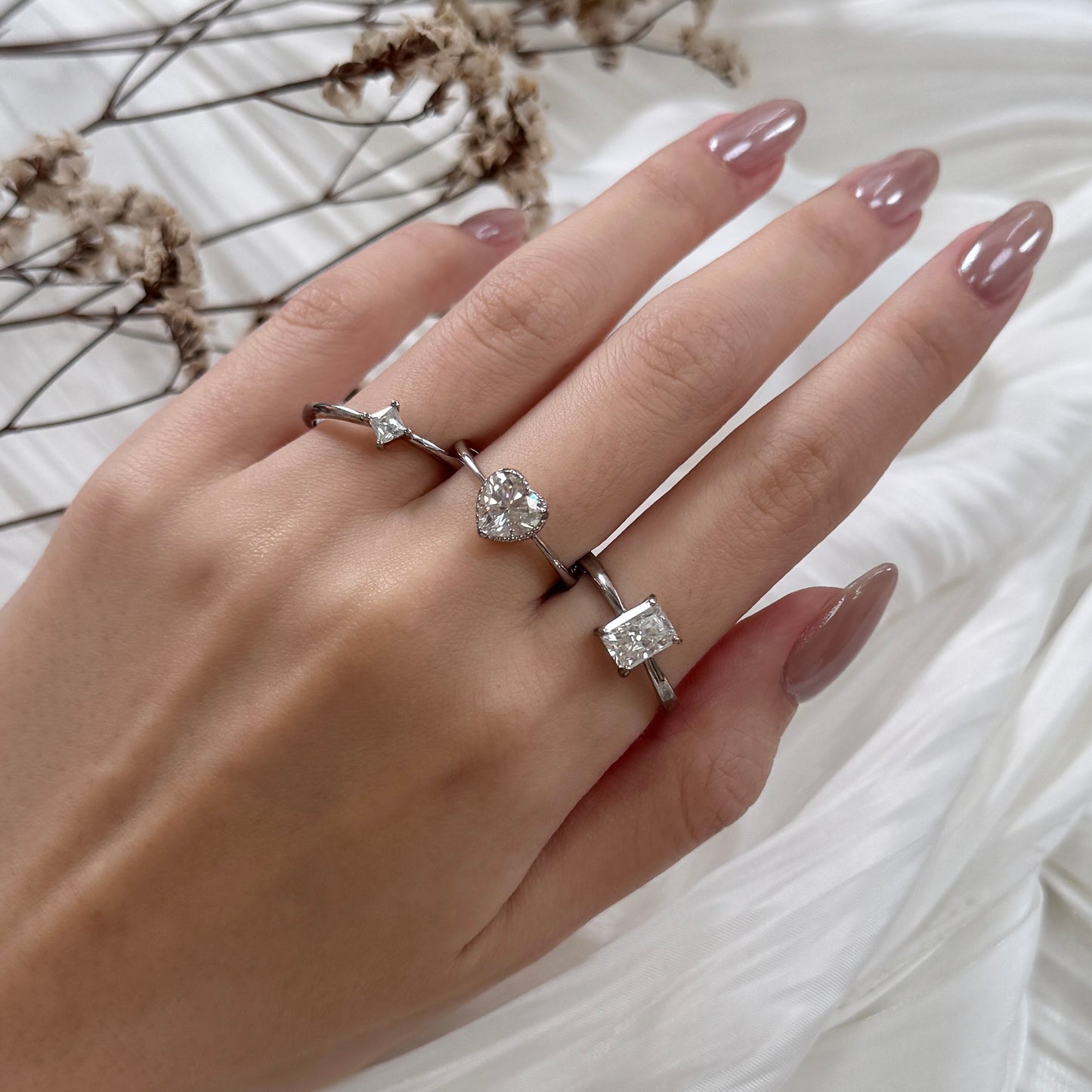 White Moissanite Trio