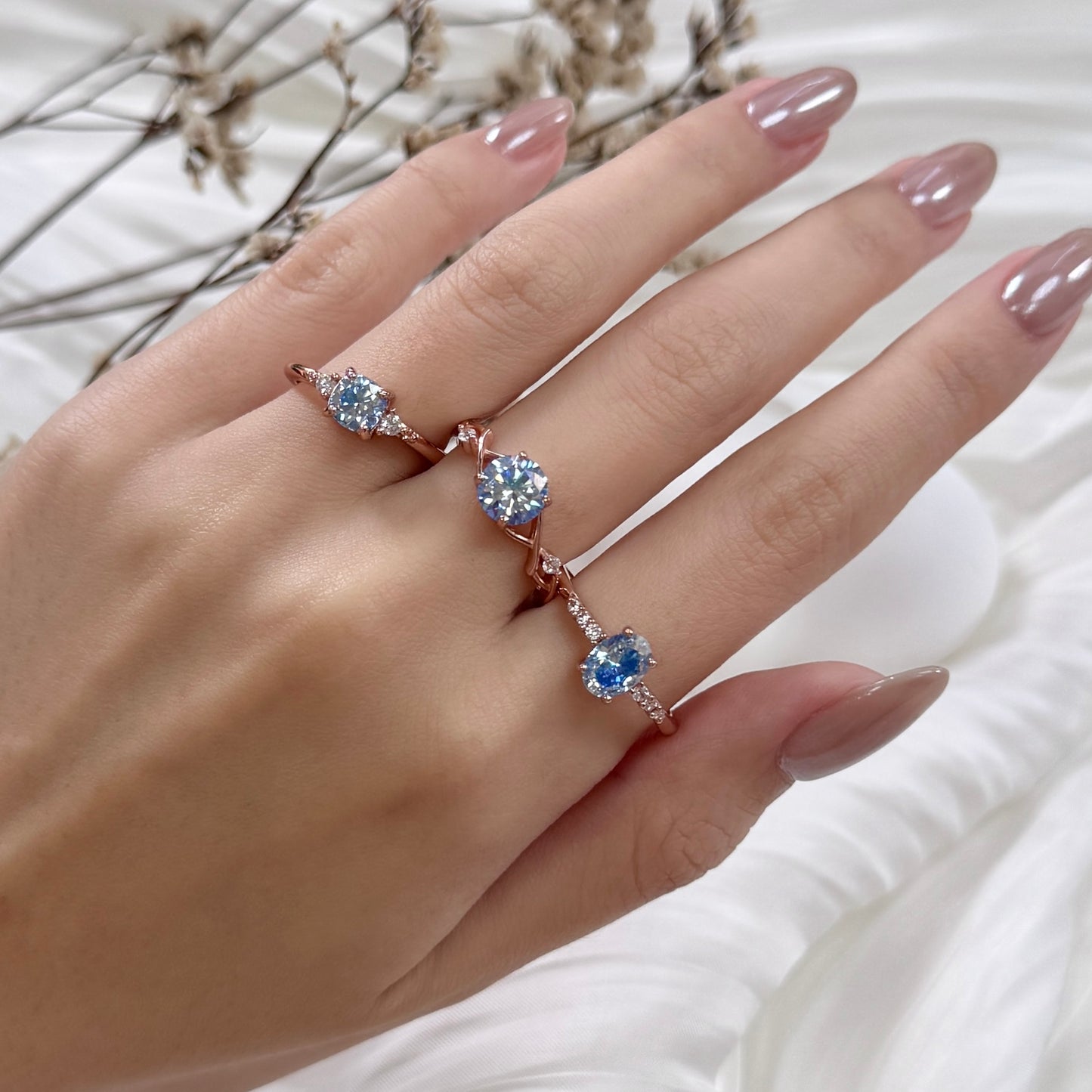 Ice Blue Moissanite Trio