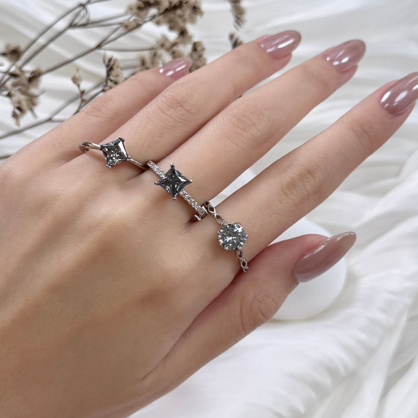 Smoky Moissanite Trio