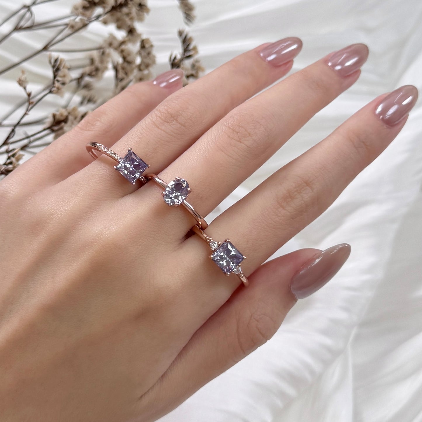 Lilac Moissanite Trio