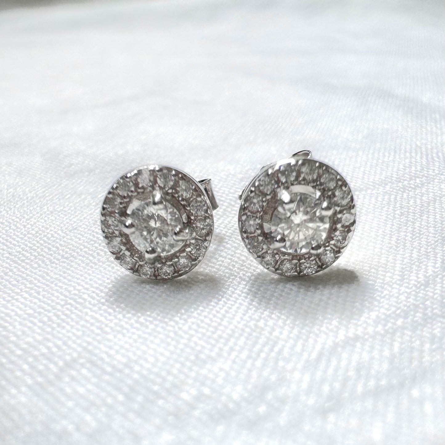 Halo Moissanite Earrings in Silver