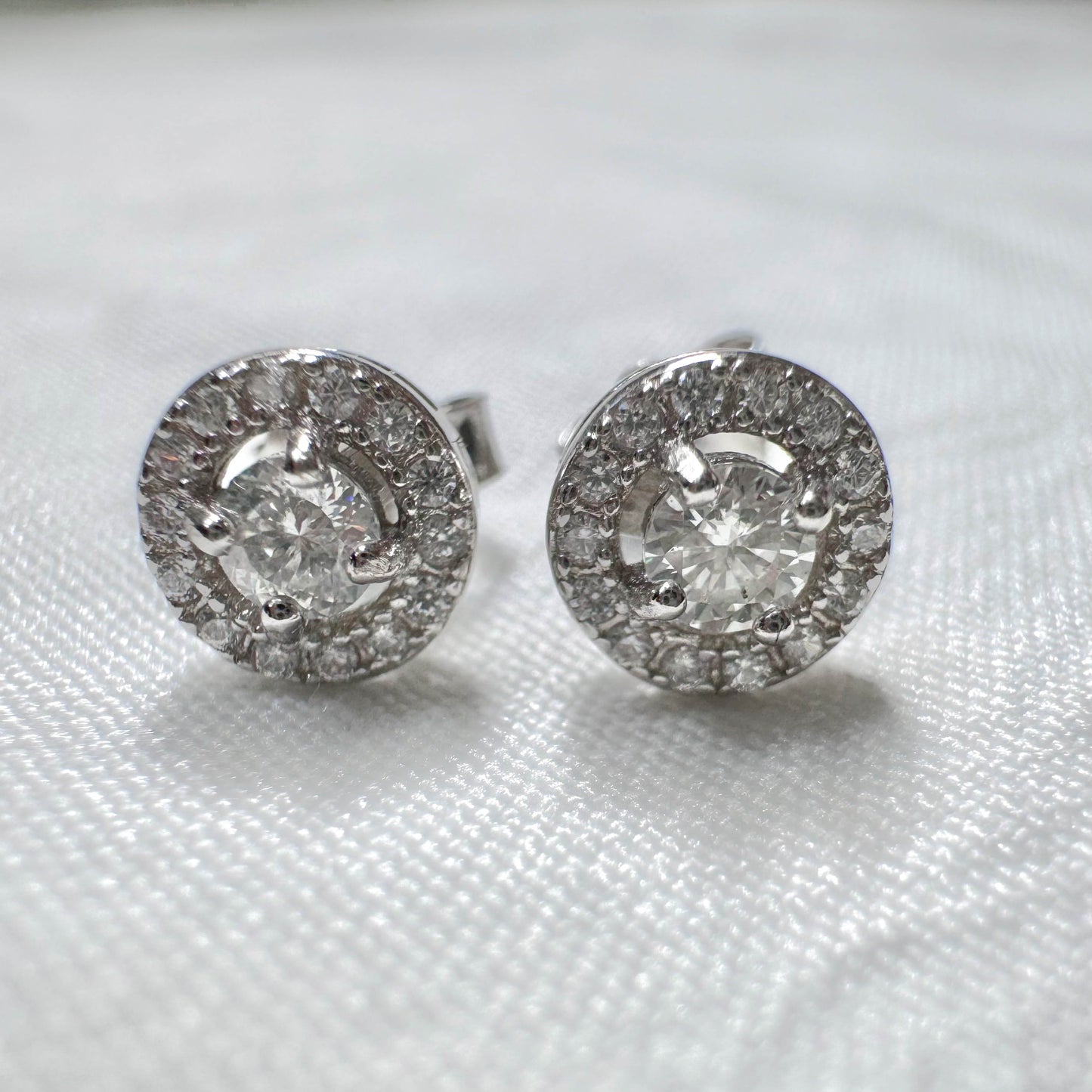 Halo Moissanite Earrings in Silver