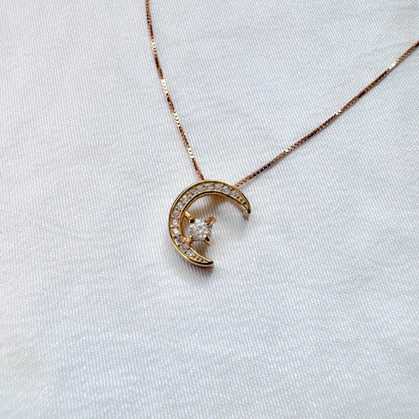 Luna Moissanite Necklace in Gold