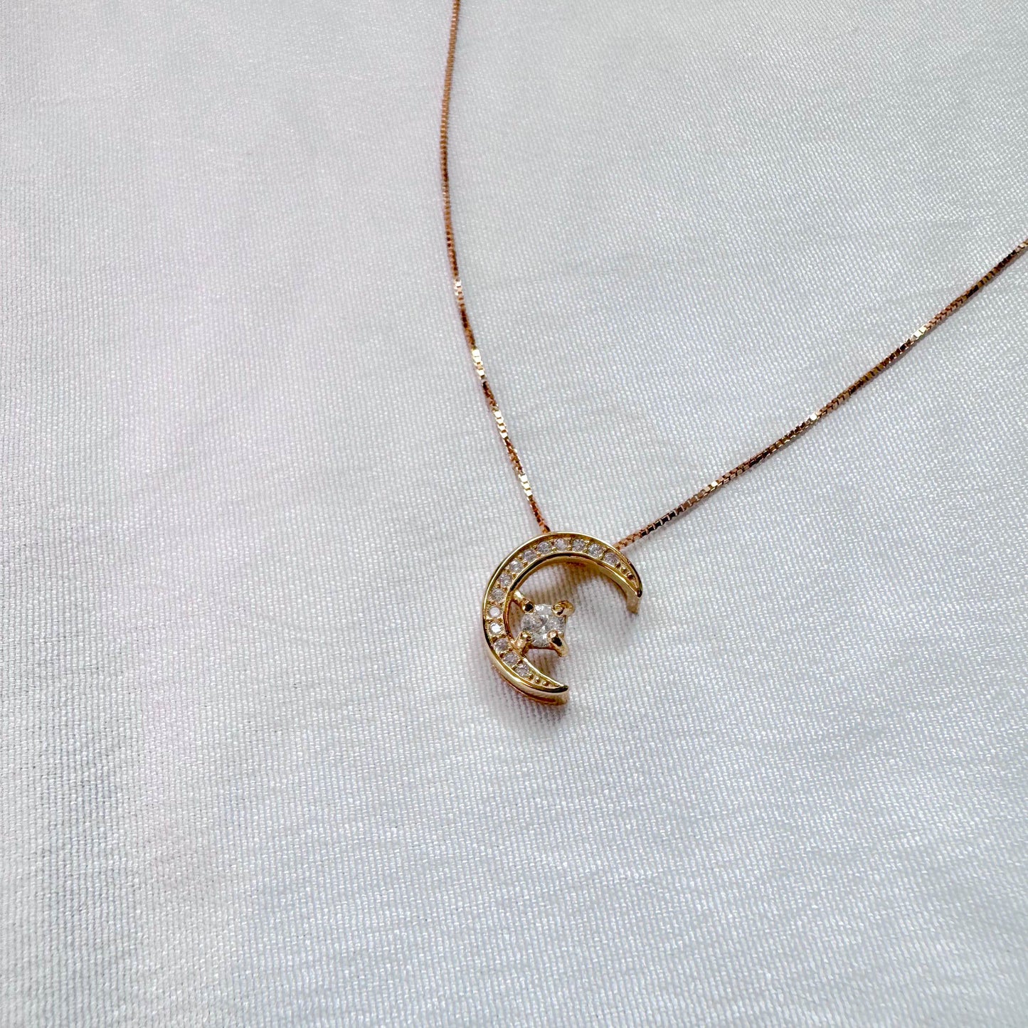 Luna Moissanite Necklace in Gold