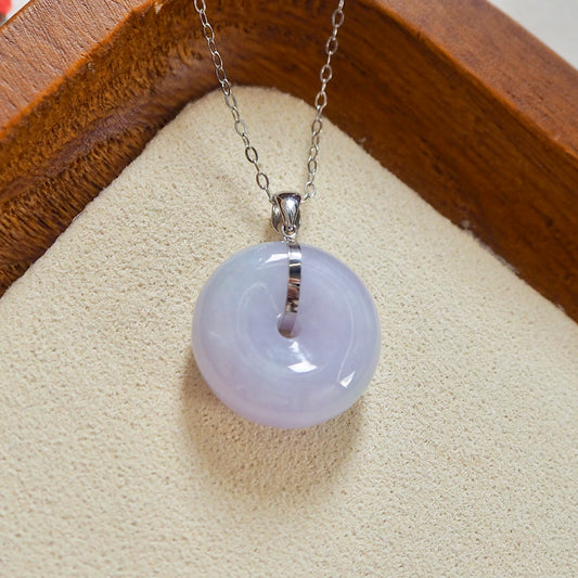 18k Lilac Jadeite Doughnut Pendant
