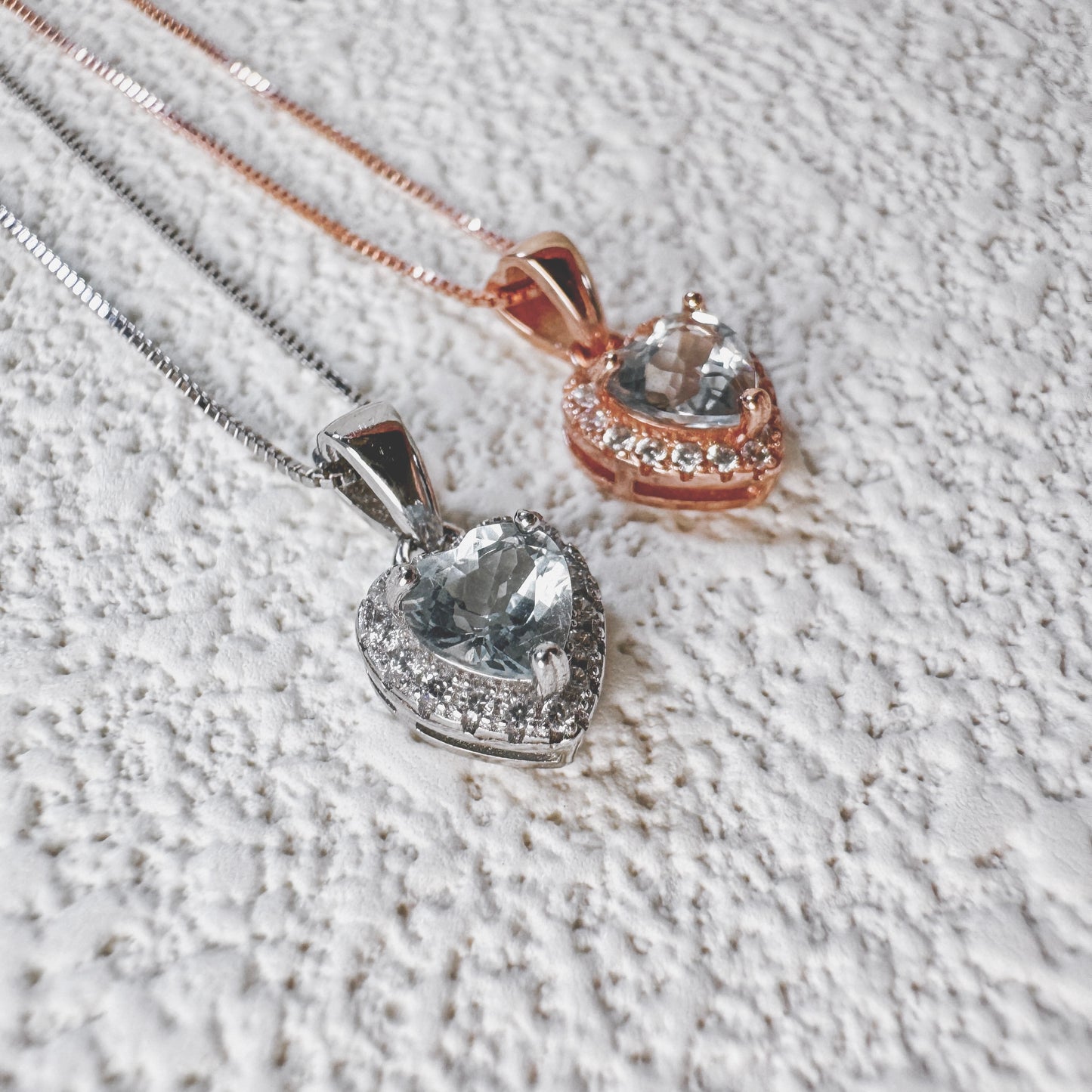Celestia Heart Aquamarine Necklace (Zircon)