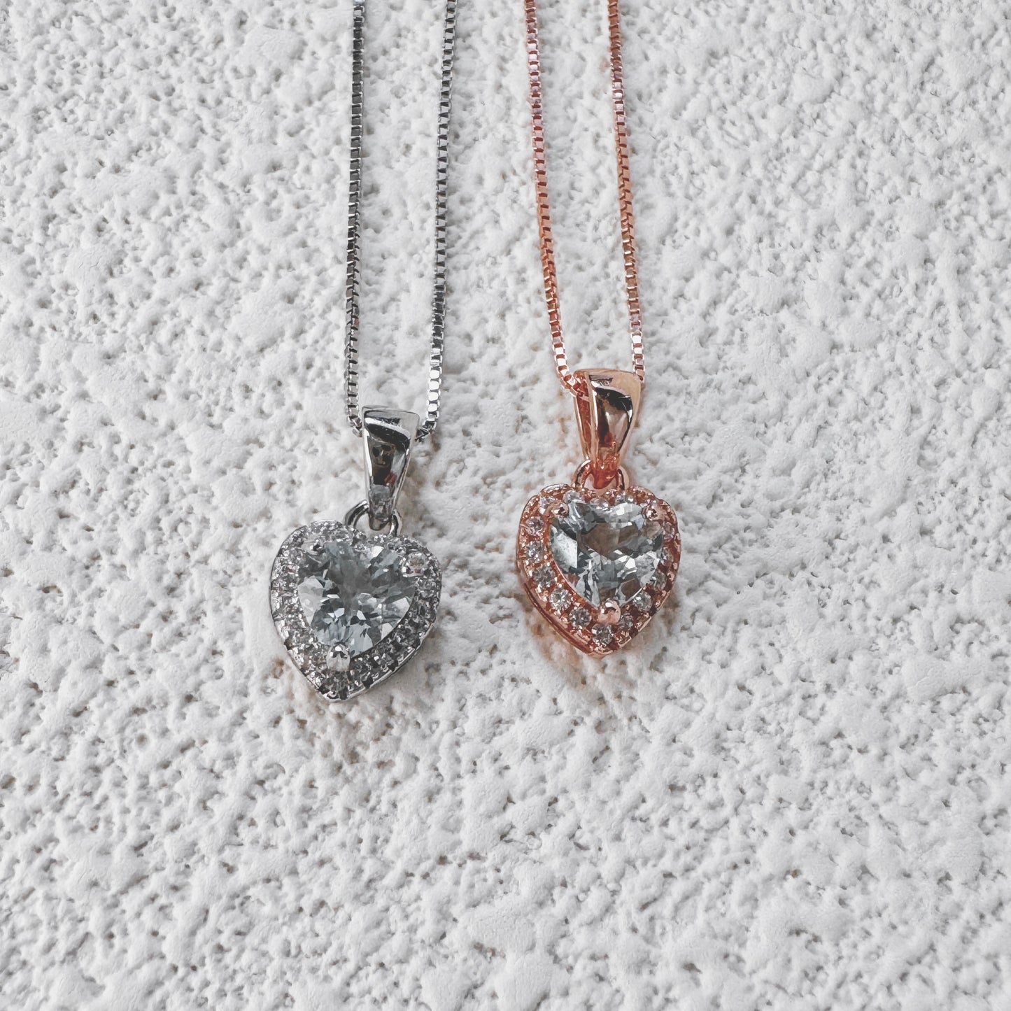 Celestia Heart Aquamarine Necklace (Zircon)