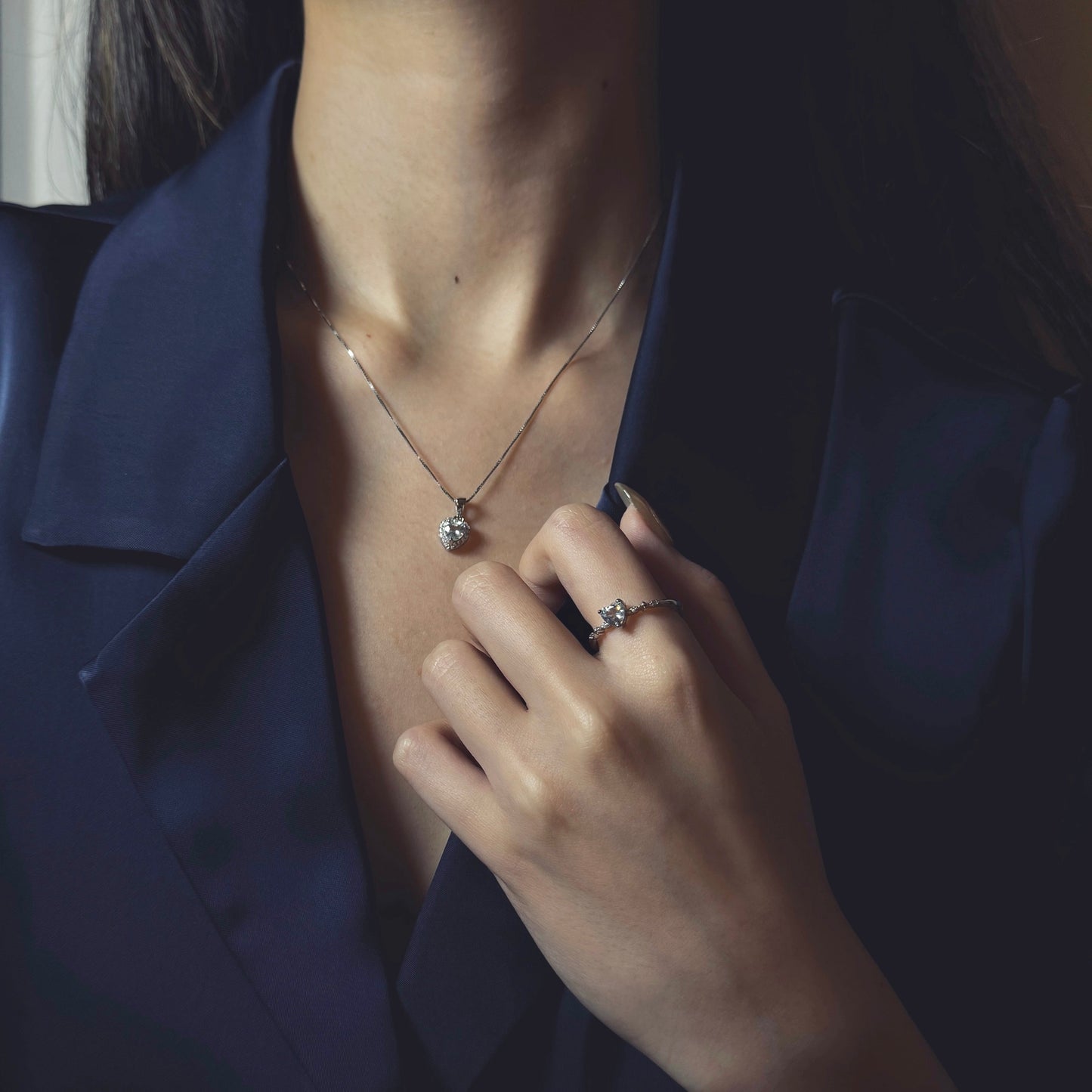 Celestia Heart Aquamarine Necklace (Zircon)