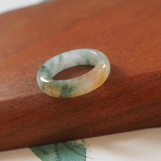 Rustic Floral Jadeite Ring