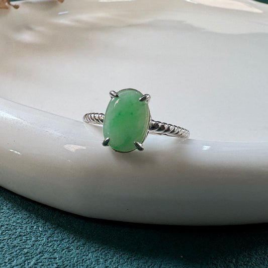 DEW | Green Oval Jadeite Ring