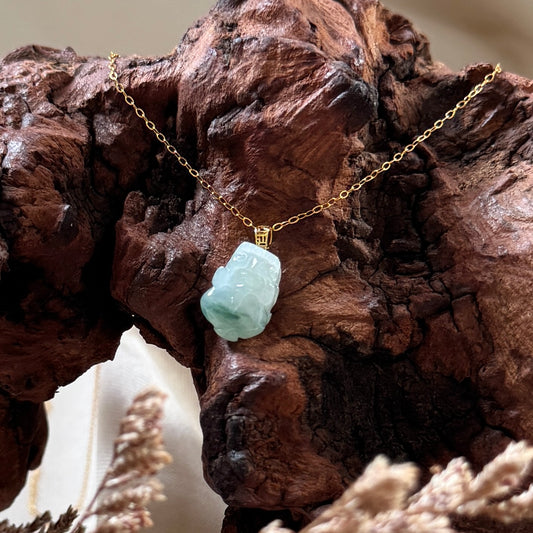 18k Gold Jadeite Pixiu Pendant