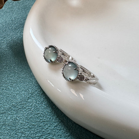 DEW | Blue Minimalist Jadeite Huggies
