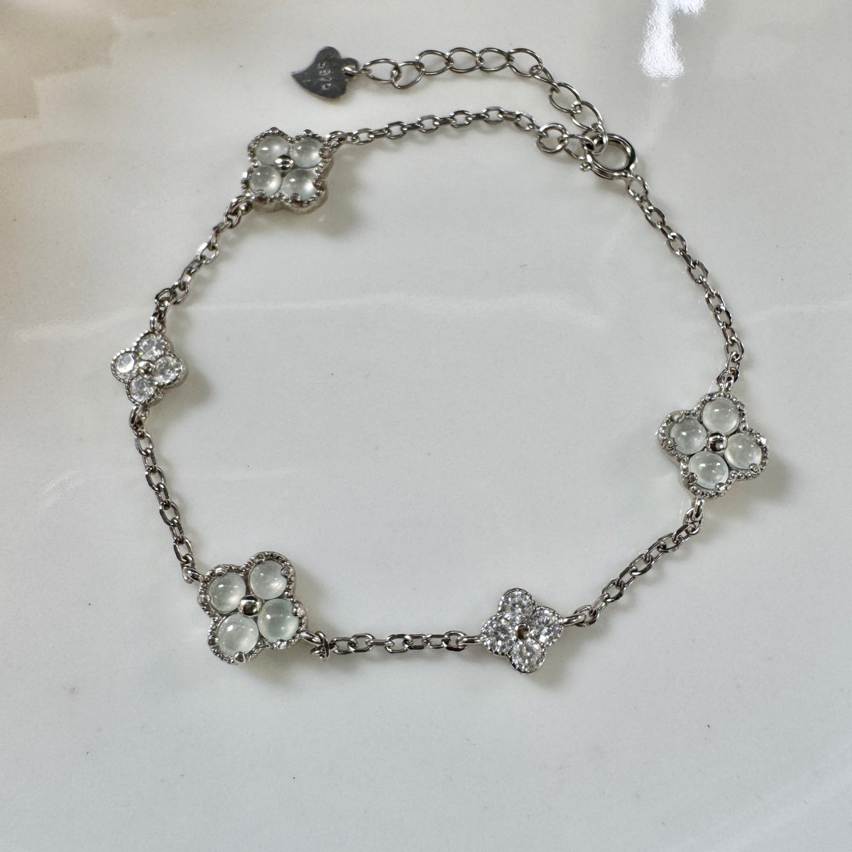DEW | White Clover Jadeite Bracelet